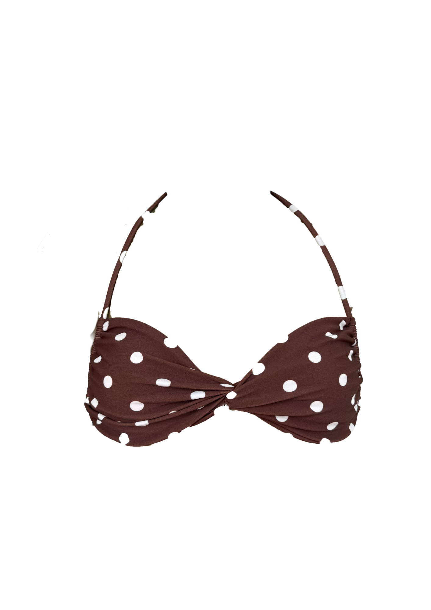 Della Brown Polka Dot - Halter Bikini Top