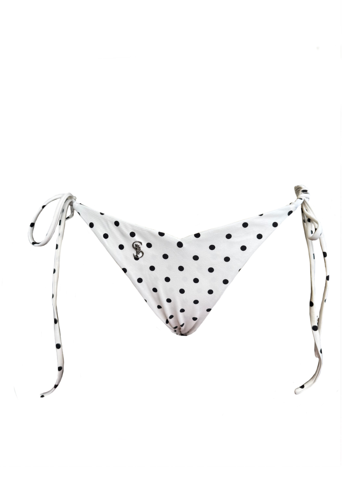 Bella White Polka Dot - Tide Side Thong Bikini Bottom