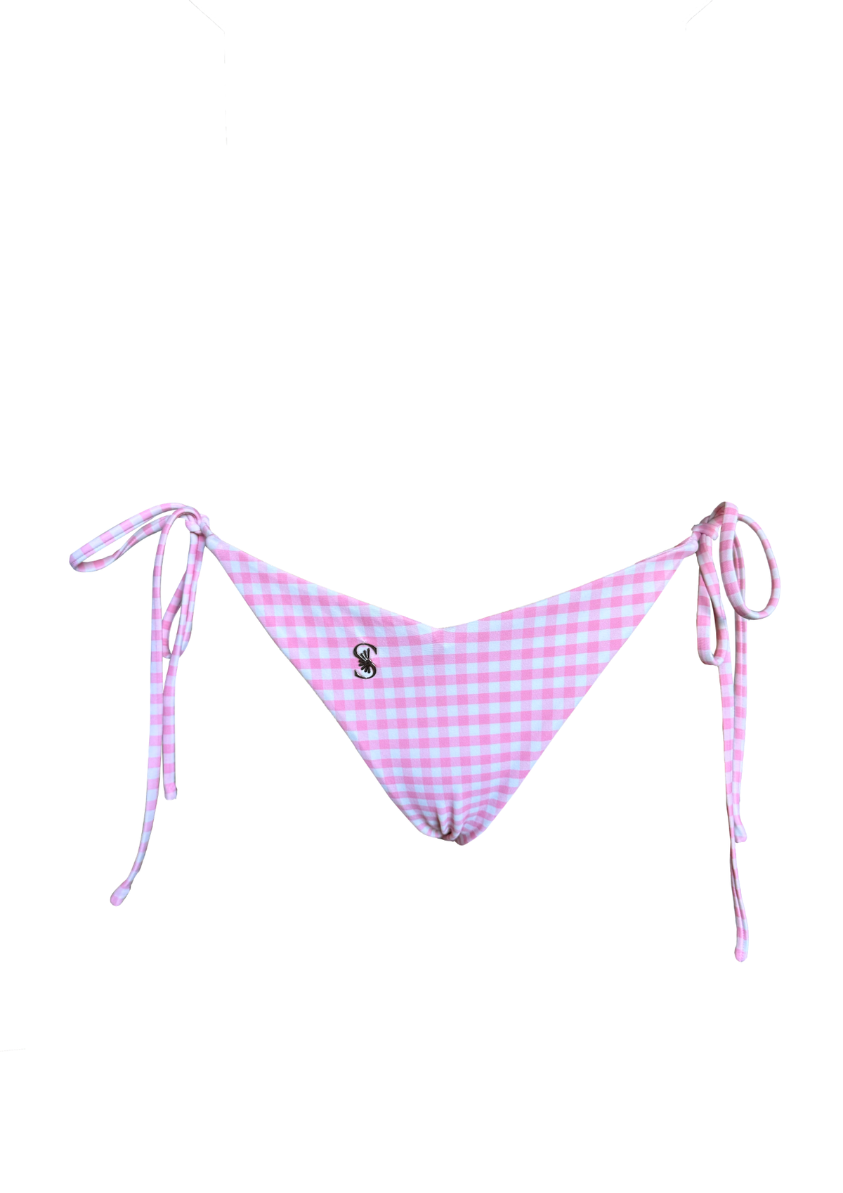 Bella Pink Gingham - Tide Side Thong Bikini Bottom