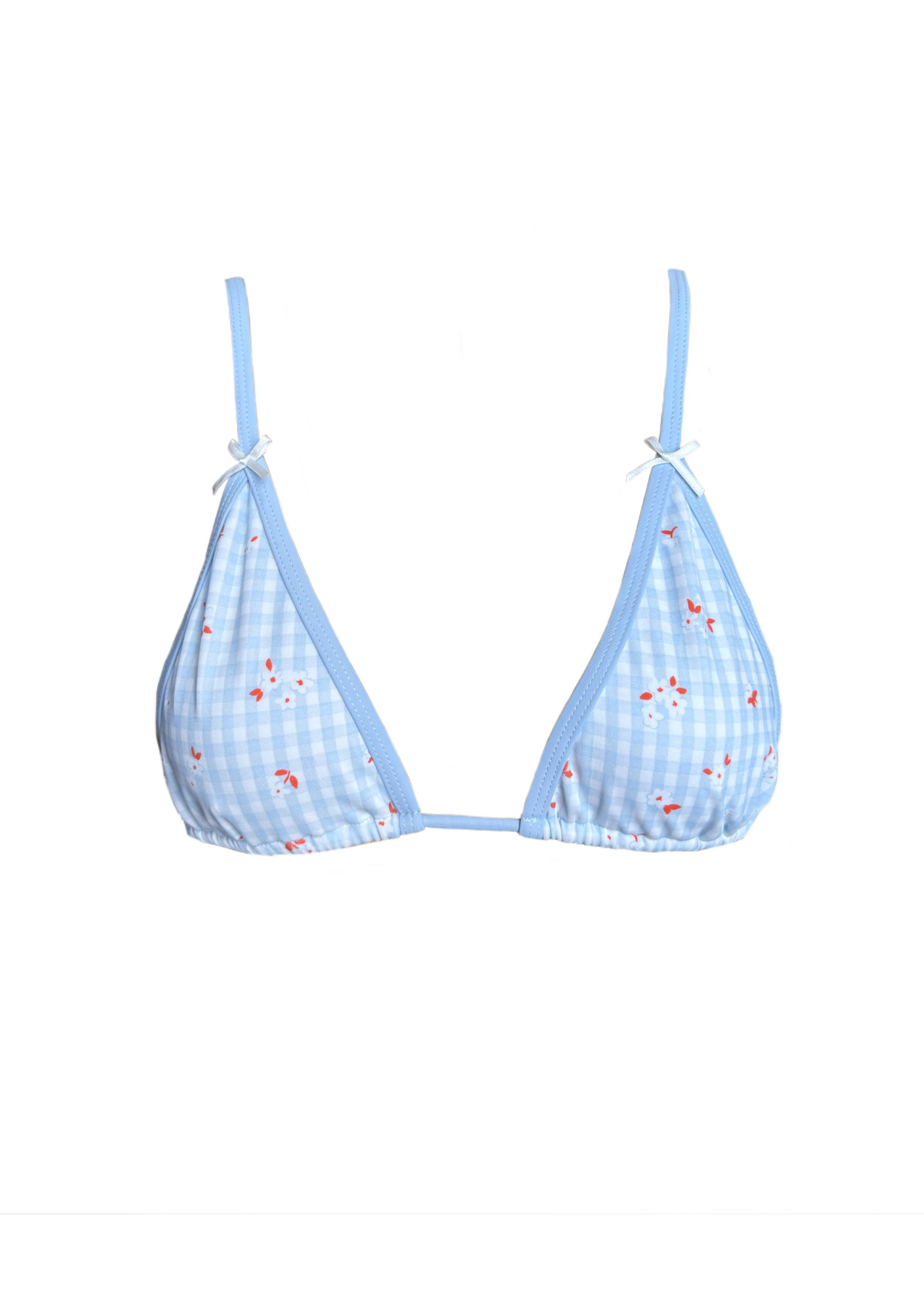June Blue Gingham - Triangle Bikini Top