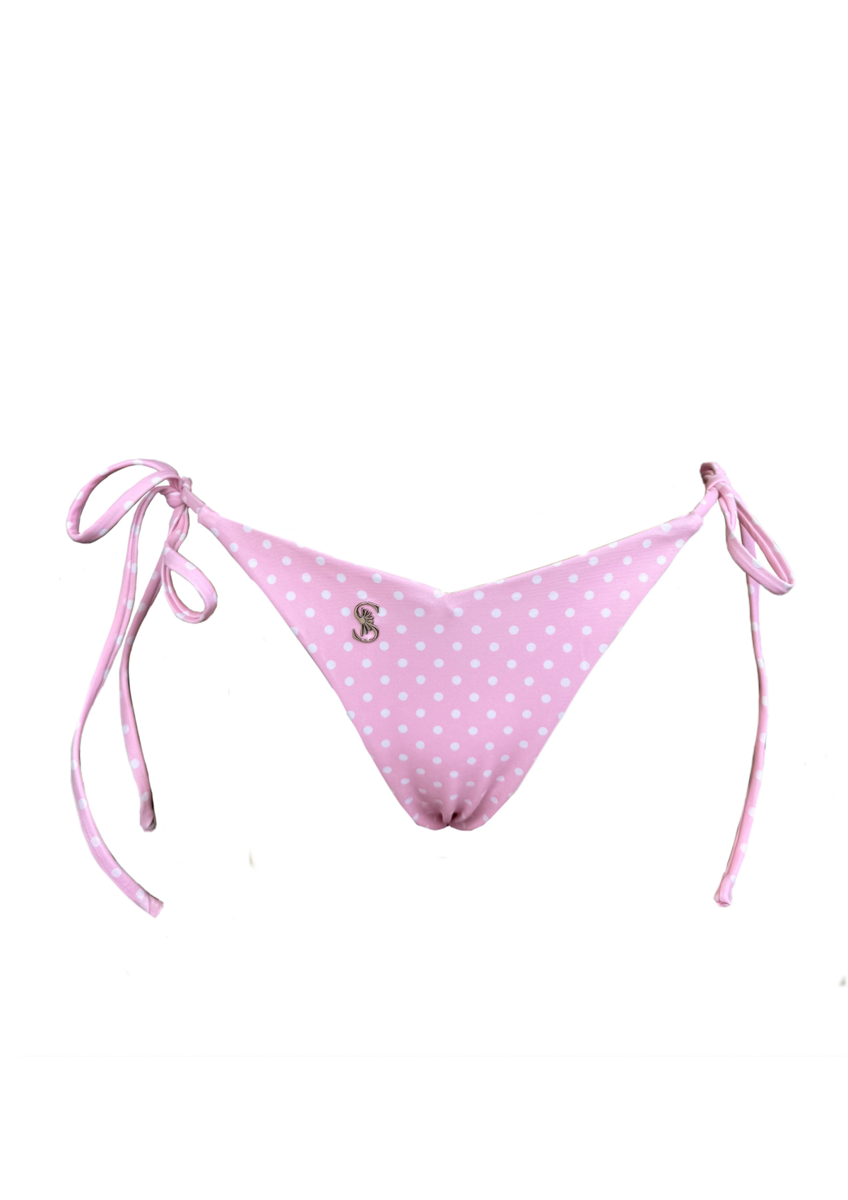 Bella Pink Polka Dot - Tide Side Thong Bikini Bottom