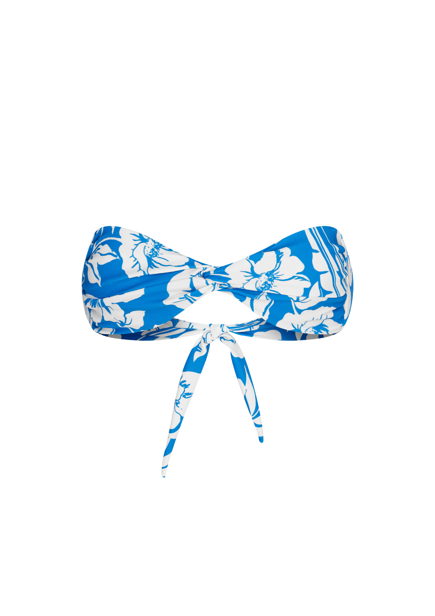 Devon Blue Flower - Bandeau Bikini Top
