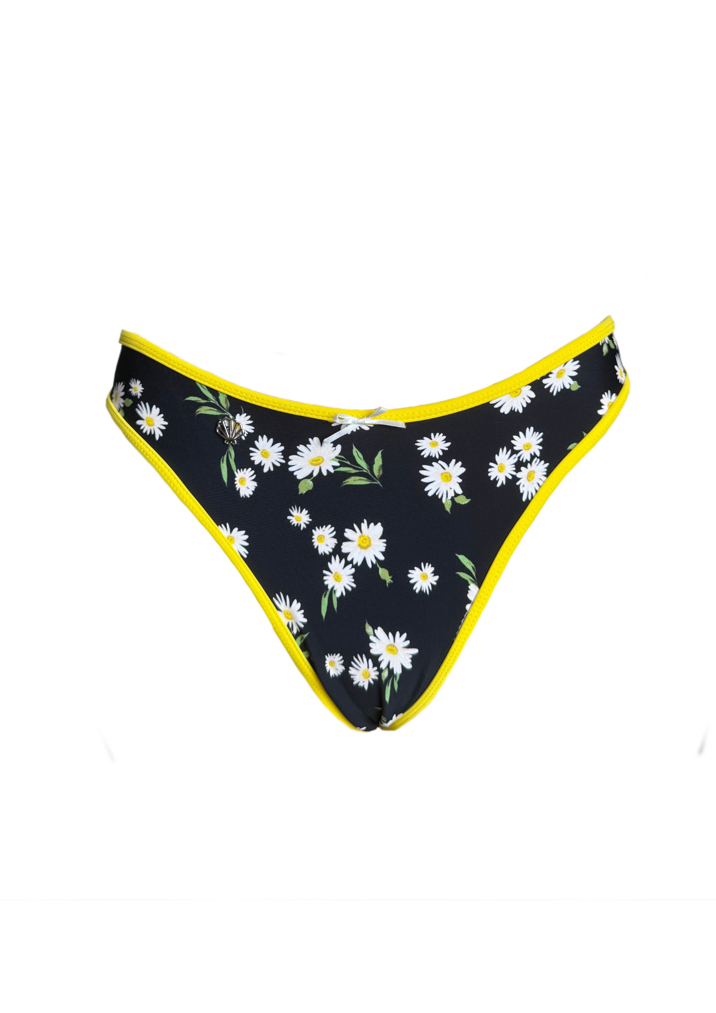 Quinn Black Daisy - Thong Bikini Bottom