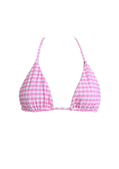 Isla Pink Gingham - Triangle Bikini Top