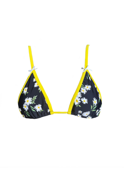 June Black Daisy - Triangle Bikini Top