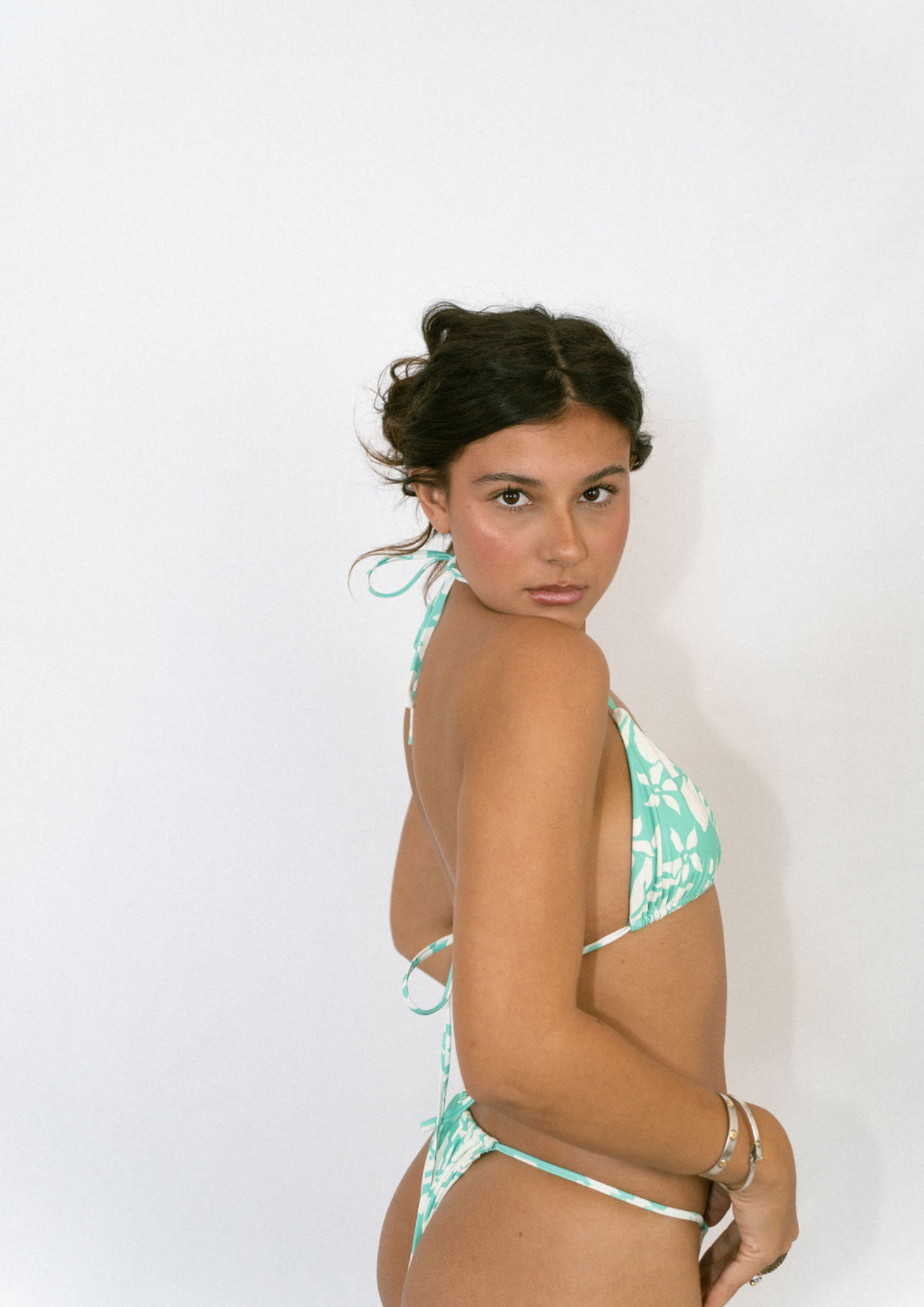 Isla Aqua Flower - Triangle Bikini Top