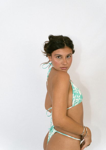 Isla Aqua Flower - Triangle Bikini Top