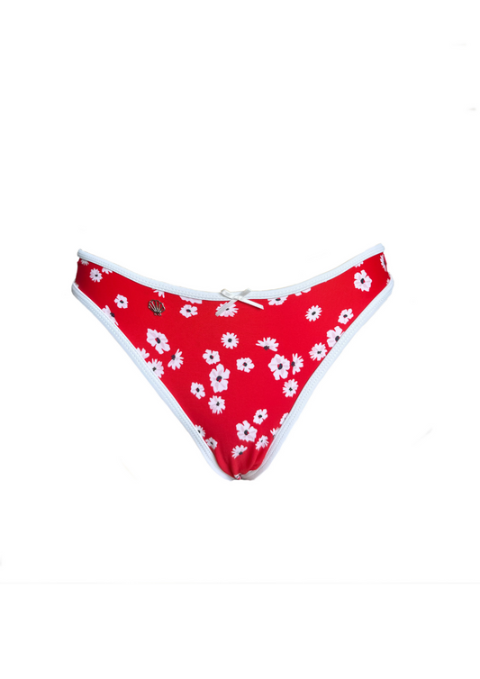 Quinn Red Daisy - Thong Bikini Bottom