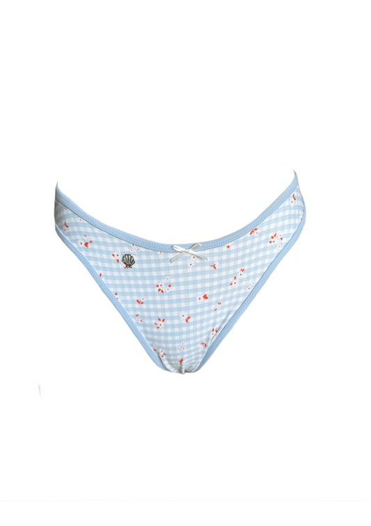 Quinn Blue Gingham - Thong Bikini Bottom