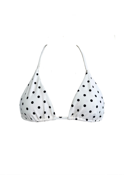 Isla White Polka Dot - Triangle Bikini Top