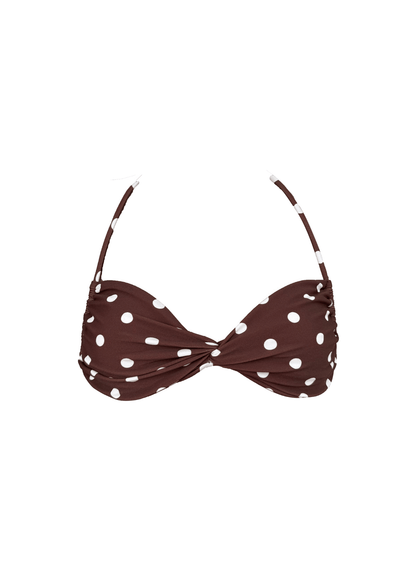 Della Brown Polka Dot - Halter Bikini Top