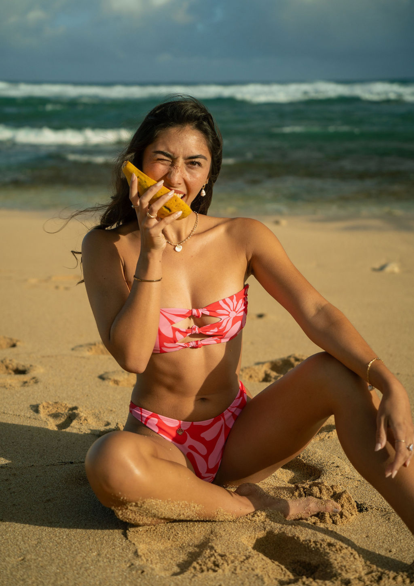 Jayla Pink Flower - Thong Bikini Bottom