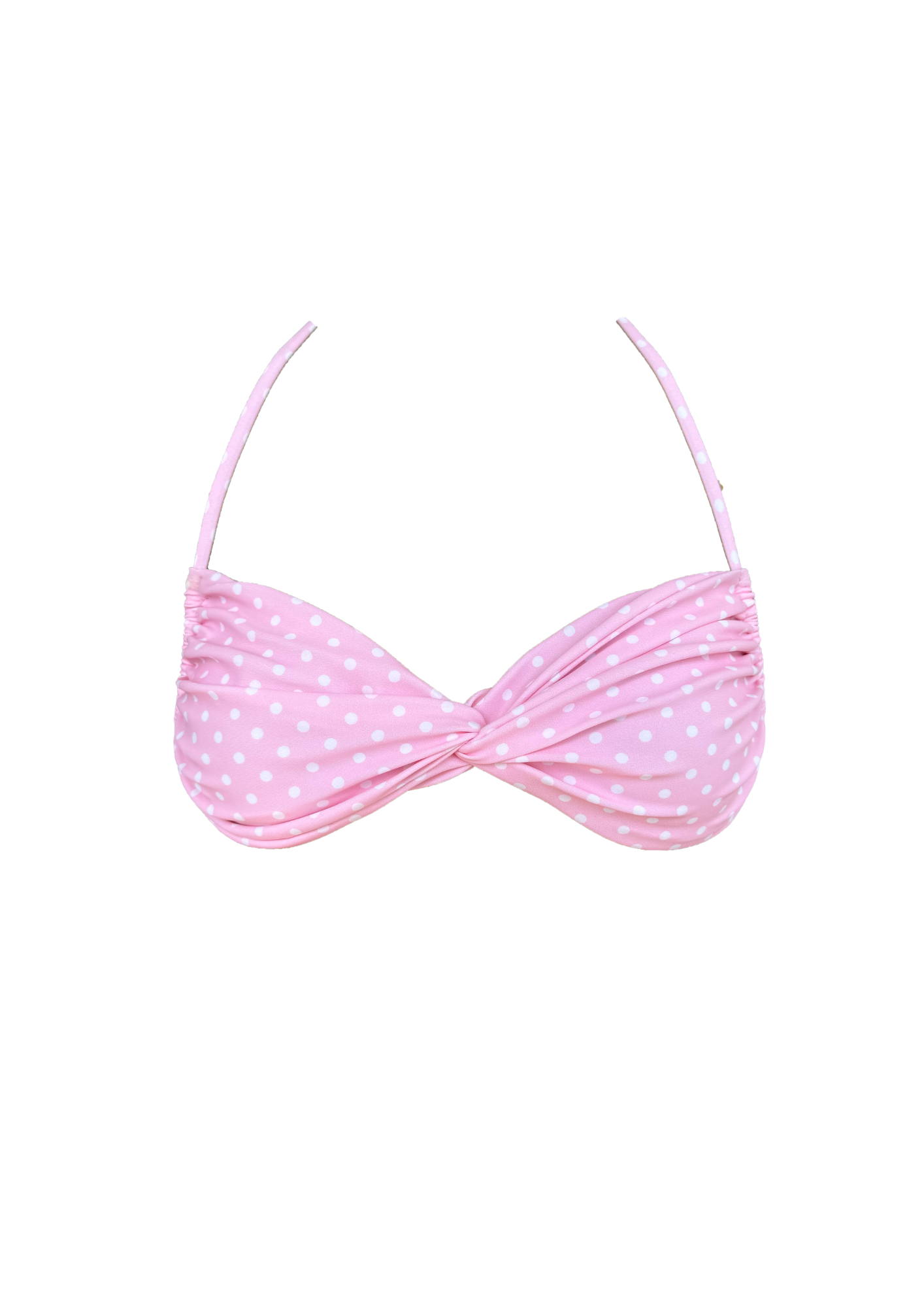 Della Pink Polka Dot - Halter Bikini Top