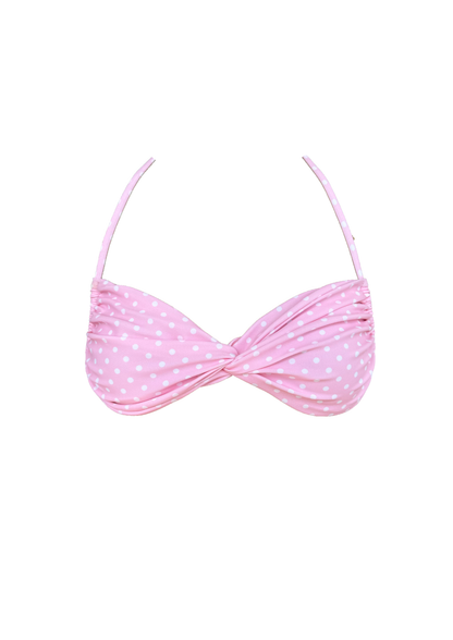 Della Pink Polka Dot - Halter Bikini Top